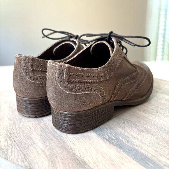 Roan by Bed Stu Brown Suede Oxford Shoes Women’s 7 Wingtip Lace Up Brogue Casual - Picture 6 of 11
